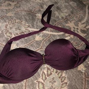 Burgundy strapless bikini top